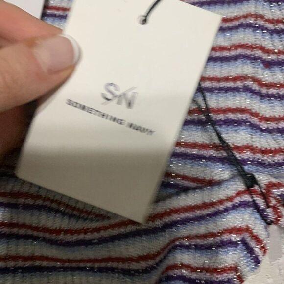 something navy new nordstrom red white blue striped short sleeve sweater small - Picture 5 of 8